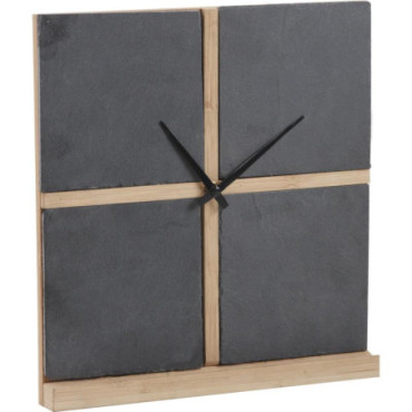 Horloge en ardoise et bambou