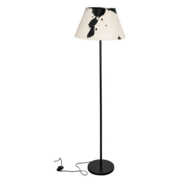 Lampadaire en métal et peau de vache