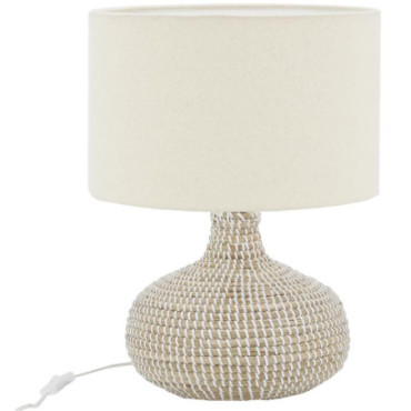 Lampe boule en jonc et coton