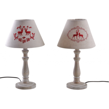 Lampe cerfs en bois et coton