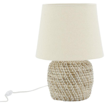 Lampe de chevet en jonc naturel et coton