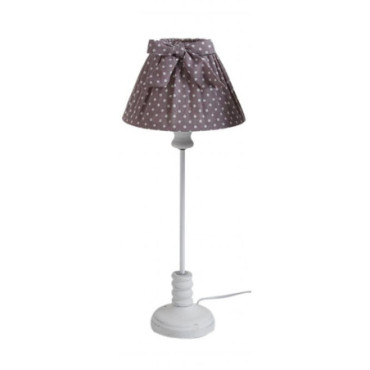 Lampe en bois et coton gris