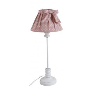 Lampe en bois et coton rose