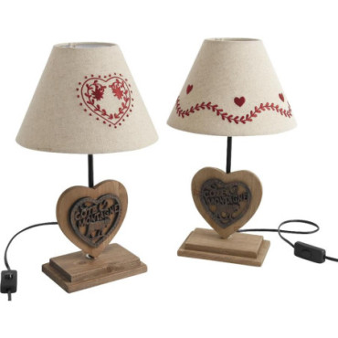 Lampe en bois motif coeur