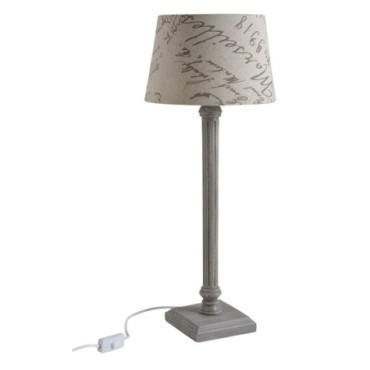 Lampe en bois motif texte