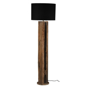 Lampe sur pied en bois recyclé et coton