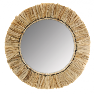 Miroir rond en jonc naturel