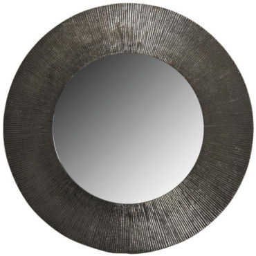 Miroir rond en métal zinc antique