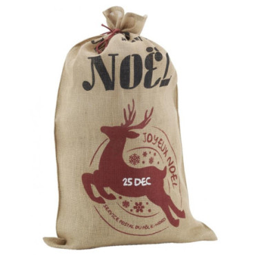 Sac à cadeaux de Noël en jute