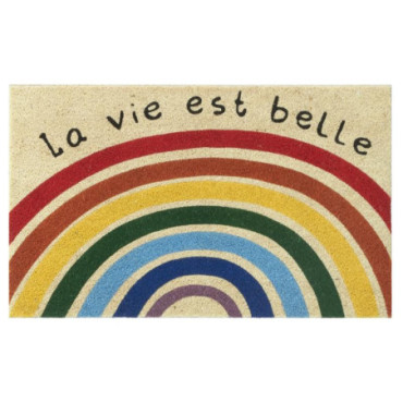 Paillasson Arc-en-ciel en coco blanchi