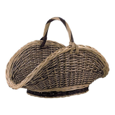 Panier à bûches en osier buff et brut