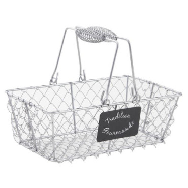 Panier en grillage argent