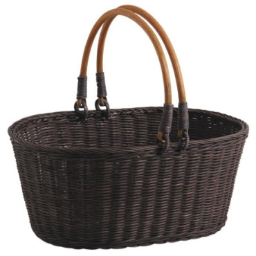 Panier en rotin teinté marron