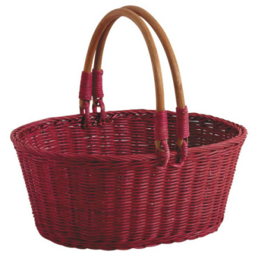 Panier en rotin teinté rouge