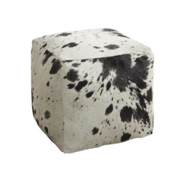 Pouf cube en peau de vache