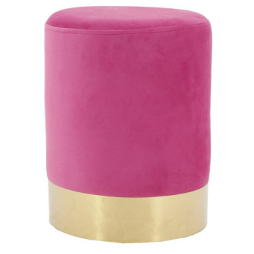 Pouf en velours rose et métal doré