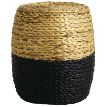 Pouf rond en jacinthe naturelle et noire