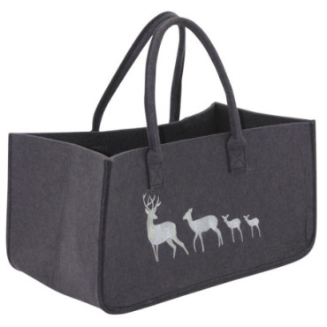 Sac à bûches en feutrine avec cerfs