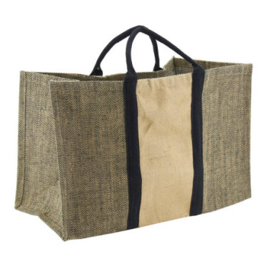 Sac à bûches jute naturel et noir