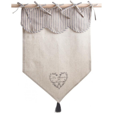 Rideau motif coeur gris