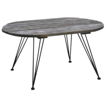 Table basse Mississippi en bois teinté et métal