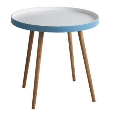 Table d'appoint en bois et MDF laqué bleu