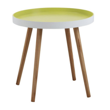 Table d'appoint ronde en bois et MDF laqué anis