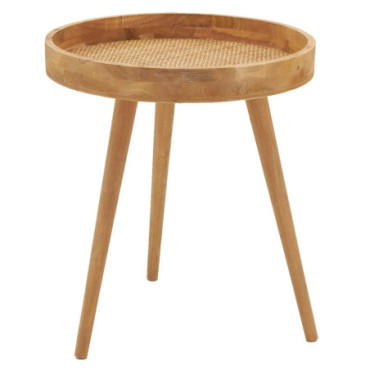 Table en pin naturel et rotin