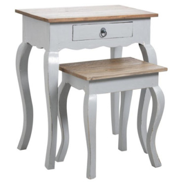 Tables gigognes en bois gris antique