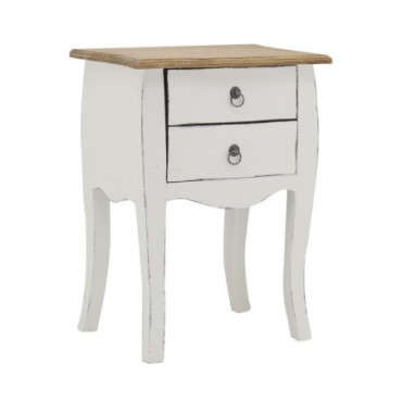 Table de nuit en bois blanc antique