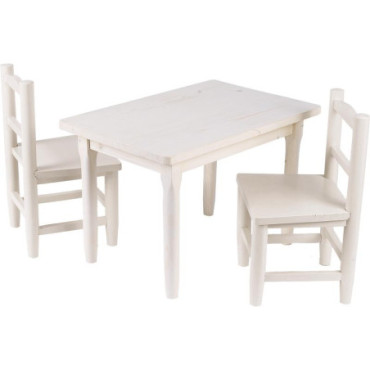 Table enfant et chaises en pin blanchi