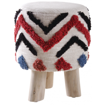 Tabouret en coton tufté