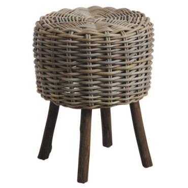 Tabouret en poelet gris et bois