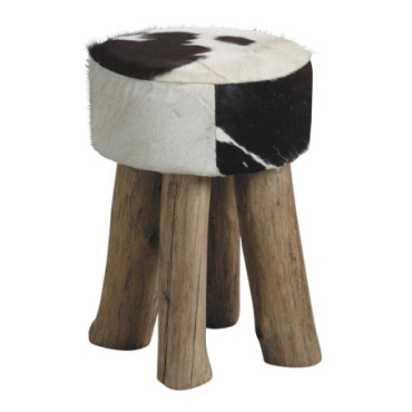 Tabouret rond en peau de vache