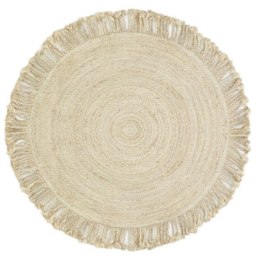 Grand tapis rond en jute