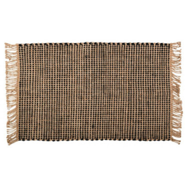 Tapis en jute naturelle et teintée à franges