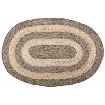 Tapis ovale en jute naturelle et teintée