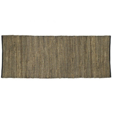 Tapis rectangulaire en jute et coton noir