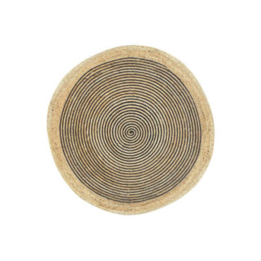 Tapis rond en jute et coton noir