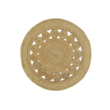 Tapis rond en jute naturelle et ajourée