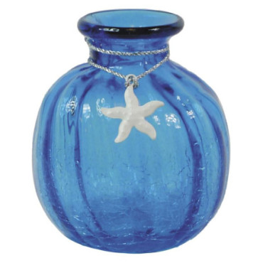 Vase en verre bleu