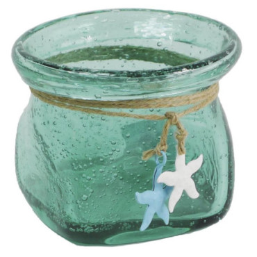 Vase en verre turquoise