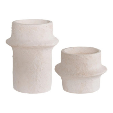 Bougeoir ciment blanc lot de 2