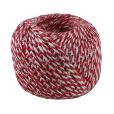 Ficelle de jute ronde rouge/blanche