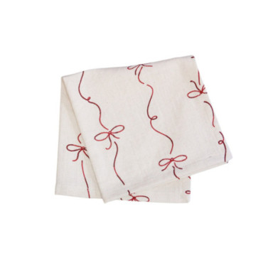 Serviette noeuds blanc/rouge