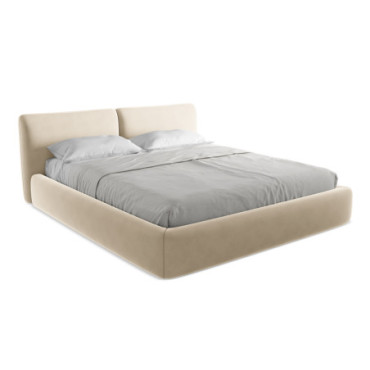 Lit Hoku avec coffre Velours Light beige 180x200