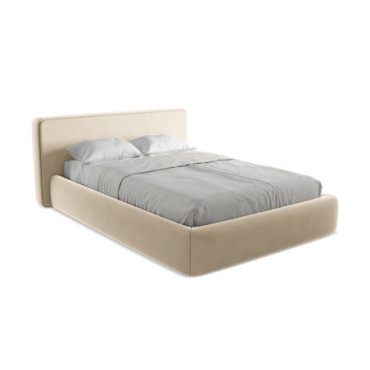 Lit Kiana avec coffre Velours Light beige 140x200