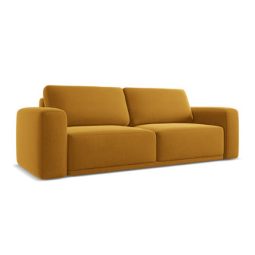 Sofa 3 places convertible Kaila Velours Mustard