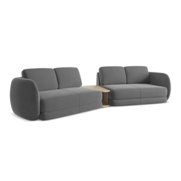 Sofa 4 places Kiana Velours Gray