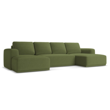 Sofa Panoramic d'angle convertible Kaila Tissu Bottle green